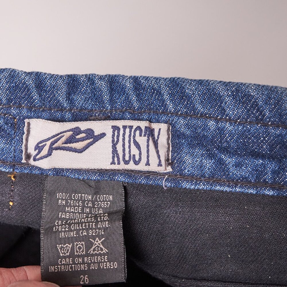1990s Deadstock Rusty Black Jeans With Blue Trim